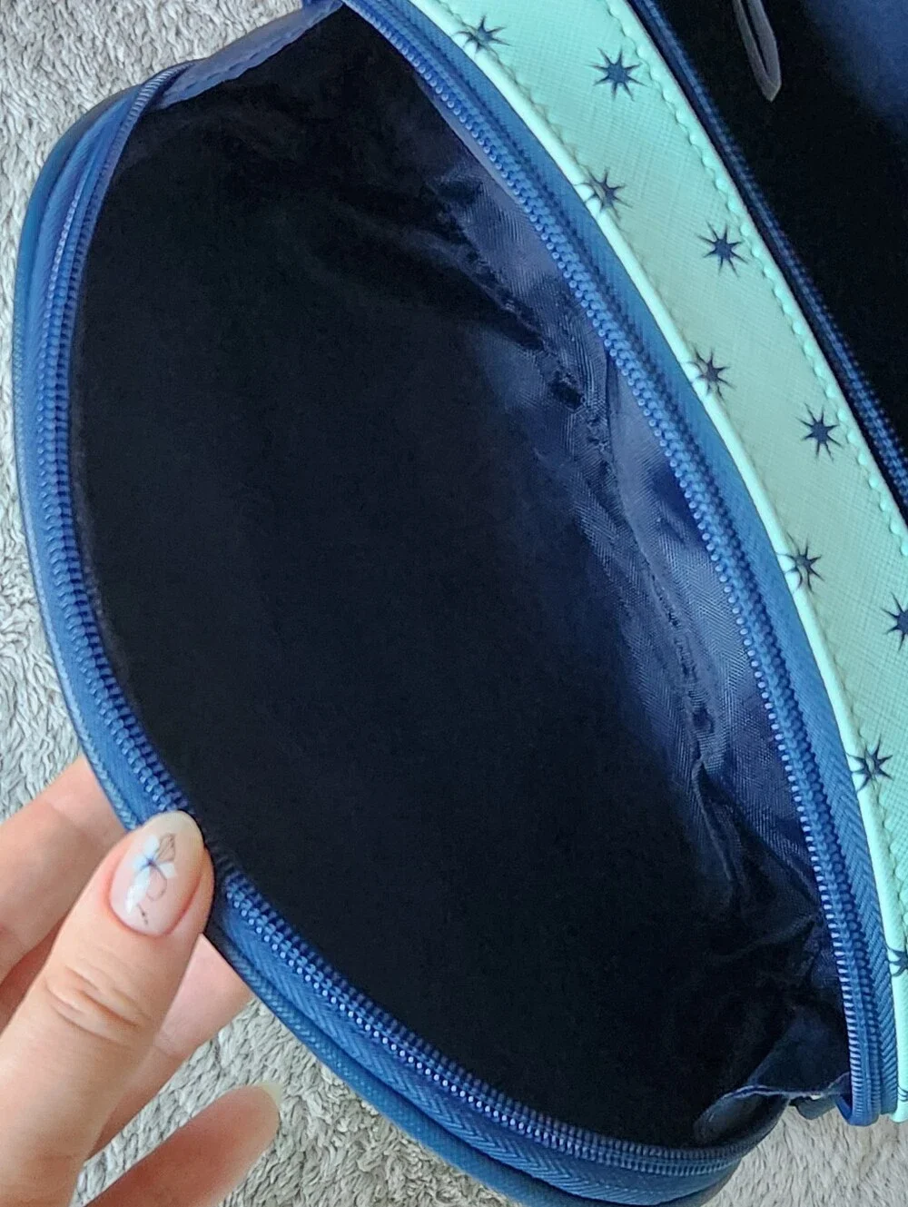 Dabney Lee Mint Navy Star Print Cosmetic Travel Toiletries Bag Pouch Duo Set